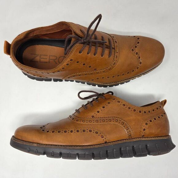 COLE HANN ZEROGRAND WINGTIP OXFORD C24964 BRITISH TAN LEATHER MENS SIZE 10.5 M - Picture 1 of 9